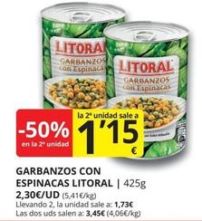 Oferta de Litoral - Garbanzos Con Espinacas por 2,3€ en Supermercados MAS