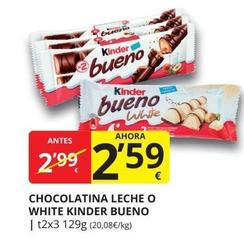 Oferta de Kinder - Chocolatina Leche O White Bueno por 2,59€ en Supermercados MAS