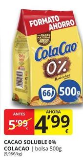 Oferta de Cola Cao - Cacao Soluble 0% por 4,99€ en Supermercados MAS