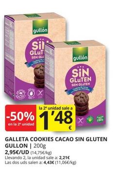 Oferta de Gullón - Galleta Cookies Cacao Sin Gluten por 2,95€ en Supermercados MAS