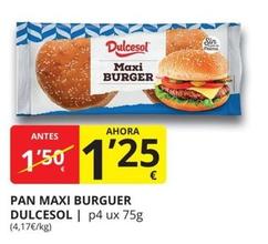 Oferta de Dulcesol - Pan Maxi Burguer por 1,25€ en Supermercados MAS