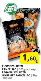 Oferta de Panceliac - Picos S/Gluten Regaña S/Gluten Gourmet por 1,6€ en Supermercados MAS