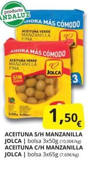 Oferta de Jolca - Aceituna S/H Manzanilla, Aceituna C/H Manzanilla por 1,5€ en Supermercados MAS