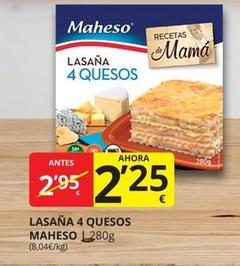 Oferta de Maheso - Lasaña 4 Quesos por 2,25€ en Supermercados MAS