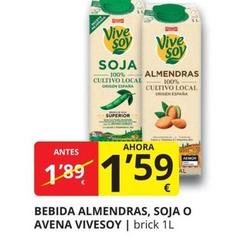 Oferta de Vivesoy - Bebida Almendras por 1,59€ en Supermercados MAS