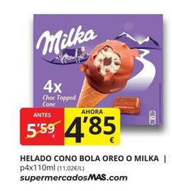 Oferta de Milka - Helado Cono Bola por 4,85€ en Supermercados MAS