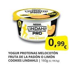 Oferta de Lindahls - Yogur Proteinas Melocotón Fruta De La Pasión O Limón Cookies por 0,99€ en Supermercados MAS