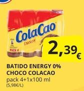 Oferta de Cola Cao - Batido Energy 0% Choco por 2,39€ en Supermercados MAS