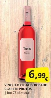 Oferta de Protos - Vino D.O Cigales Rosado Clarete por 6,99€ en Supermercados MAS