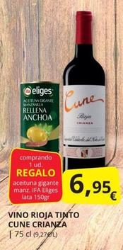 Oferta de Cune - Vino Rioja Tinto Crianza por 6,95€ en Supermercados MAS