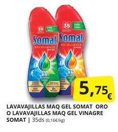 Oferta de Somat - Lavavajillas Maq Gel Oro O Lavavajillas Maq Gel Vinagre por 5,75€ en Supermercados MAS