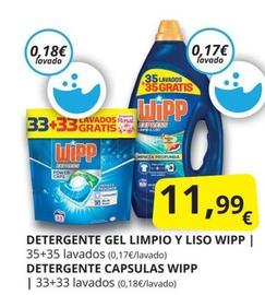 Oferta de Wipp - Detergente Gel Limpio Y Liso, Detergente Capsulas por 11,99€ en Supermercados MAS