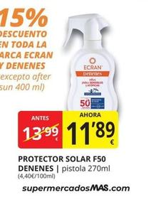 Oferta de Denenes - Protector Solar F50 por 11,89€ en Supermercados MAS
