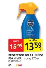 Oferta de Nivea - Protector Solar Niños F50 por 13,59€ en Supermercados MAS