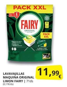 Oferta de Fairy - Lavavajillas Maquina Original Limon por 11,99€ en Supermercados MAS