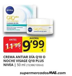 Oferta de Nivea - Crema Antiar Día Q10 O Noche Visage Q10 Plus por 9,99€ en Supermercados MAS