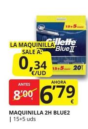 Oferta de Gillette - Maquinilla 2h Blue2 por 6,79€ en Supermercados MAS