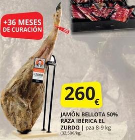 Oferta de Mas - Jamón Bellota 50% Raza Ibérica El Zurdo por 260€ en Supermercados MAS