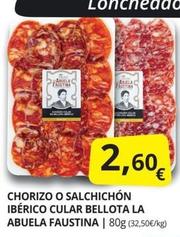 Oferta de La Abuela Faustina - Chorizo O Salchichón Ibérico Cular Bellota  por 2,6€ en Supermercados MAS