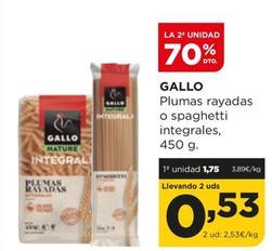 Oferta de Gallo - Plumas Rayadas O Spaghetti Integrales por 1,75€ en Alimerka