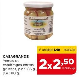 Oferta de Casagrande - Yemas De Espárragos Cortas Gruesas por 1,49€ en Alimerka