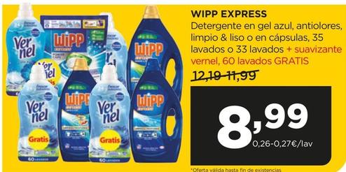 Oferta de Wipp Express - Detergente En Gel Azul, Antiolores, Limpio & Liso O En Cápsulas por 8,99€ en Alimerka