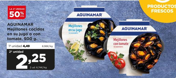 Oferta de Aguinamar - Mejillones Cocidos En Su Jugo O Con Tomate por 4,49€ en Alimerka