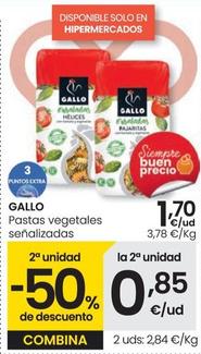 Oferta de Gallo - Pastas Vegetales por 1,7€ en Eroski