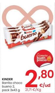Oferta de Kinder - Barrita Choco Bueno por 2,8€ en Eroski