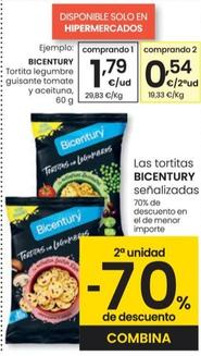 Oferta de Bicentury - Tortita Legumbre Guisante Tomate Y Aceituna por 1,79€ en Eroski