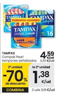 Oferta de Tampax - Compak Pearl Tampones Senalizados por 4,59€ en Eroski