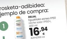 Oferta de Delial - Leche Solar FP50+ por 16,94€ en Eroski