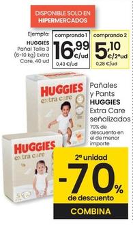 Oferta de Huggies - Panal Talla 3 Extra Care por 16,99€ en Eroski