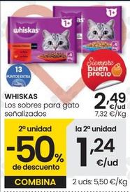 Oferta de Whiskas - Los Sobres Para Gato por 2,49€ en Eroski