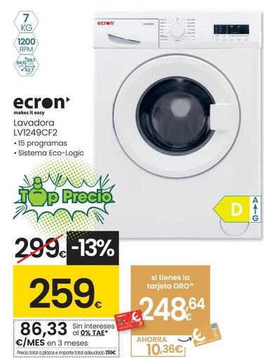 Oferta de Ecron - Lavadora LV1249CF2 por 259€ en Eroski