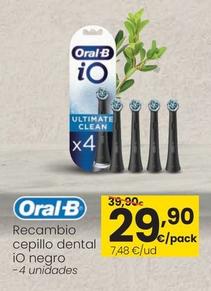 Oferta de Oral B - Recambio Cepillo Dental Io Negro por 29,9€ en Eroski
