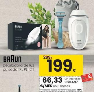 Oferta de Braun - Depiladora De Luz Pulsada Ipl Pl1124 por 199€ en Eroski