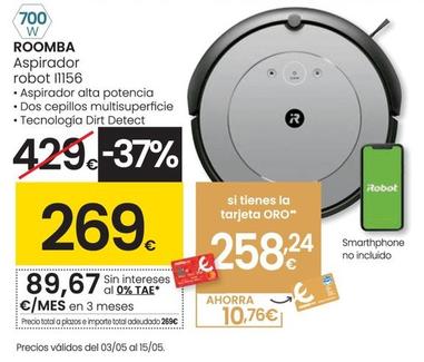 Oferta de Roomba - Aspirador Robot I1156 por 269€ en Eroski