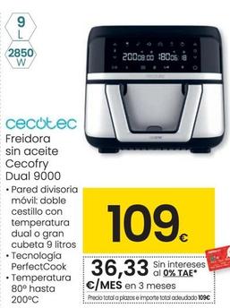 Oferta de Cecotec - Freidora Sin Aceite Cecofry Dual 9000 por 109€ en Eroski