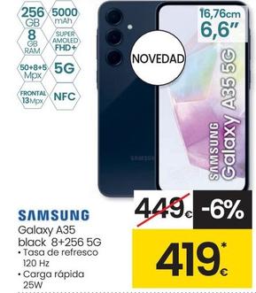 Oferta de Samsung - Galaxy A35 Black 5G por 419€ en Eroski