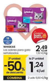 Oferta de Whiskas - Los Sobres Para Gato Senalizados por 2,49€ en Eroski