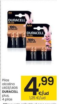 Oferta de Duracell - Pila Alcalina LR03/LR06 por 4,99€ en Eroski