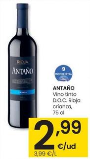 Oferta de Antaño - Vino Tinto D.o.c Rioja Crianza por 2,99€ en Eroski