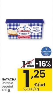 Oferta de Natacha - Untable Vegetal 450 G por 1,25€ en Eroski