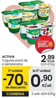 Oferta de Activia - Yogures Pack de 4 Senalizadas por 2,99€ en Eroski