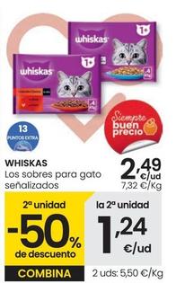 Oferta de Whiskas - Los Sobres Para Gato por 2,49€ en Eroski