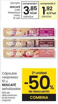 Oferta de Nescafé - Café Nespresso India por 3,85€ en Eroski
