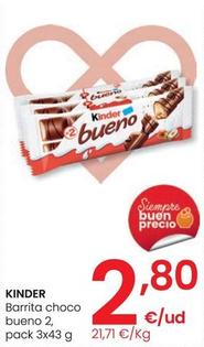Oferta de Kinder - Barrita Choco Bueno 2 por 2,8€ en Eroski