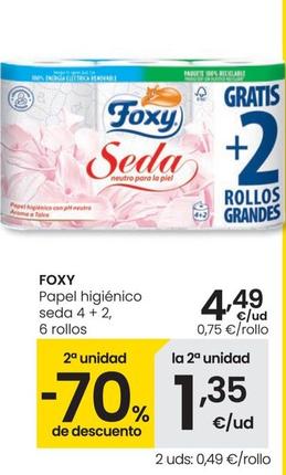 Oferta de Foxy - Papel Higienico Seda 4+2 6 Rollos por 4,49€ en Eroski