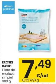 Oferta de Eroski Basic - Filete De Merluza Sin Piel por 7,49€ en Eroski